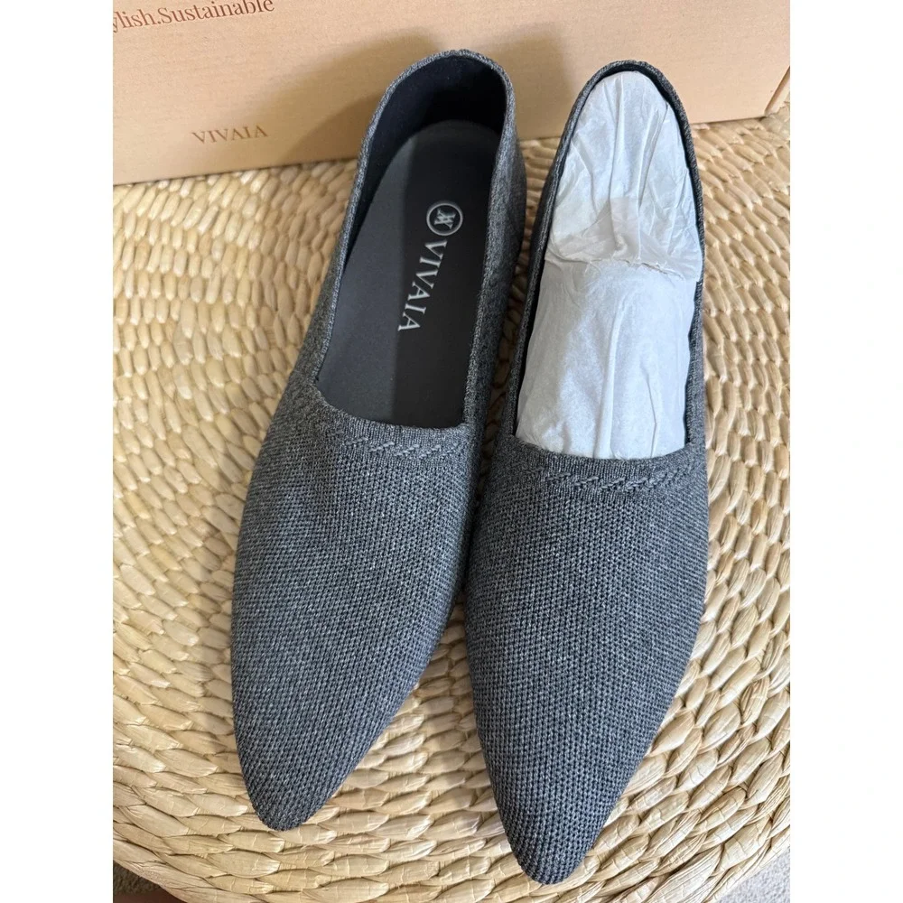 VIVAIA Charcoal Gray Pointed Toe Knit Loafers Comfort Flats EU/41‎ US/9.5